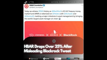 #HBAR Drops Over 25% After Misleading #Blackrock Tweet (OOC)