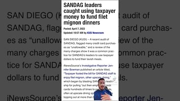 SANDAG Caught Spending Taxpayer Money on Lavish Dinners in the amount of $17,000 over 2 years