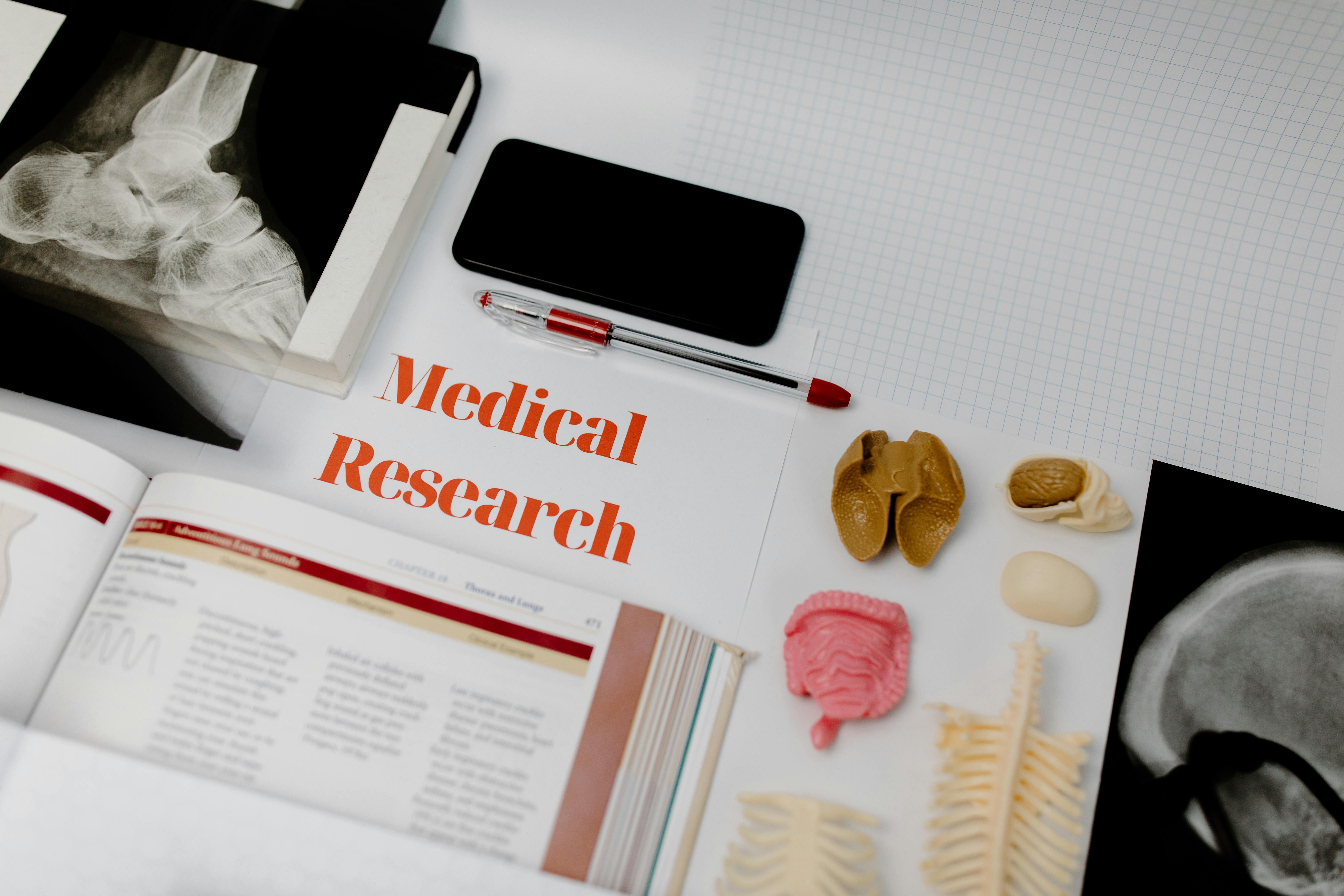 Medical research books and images