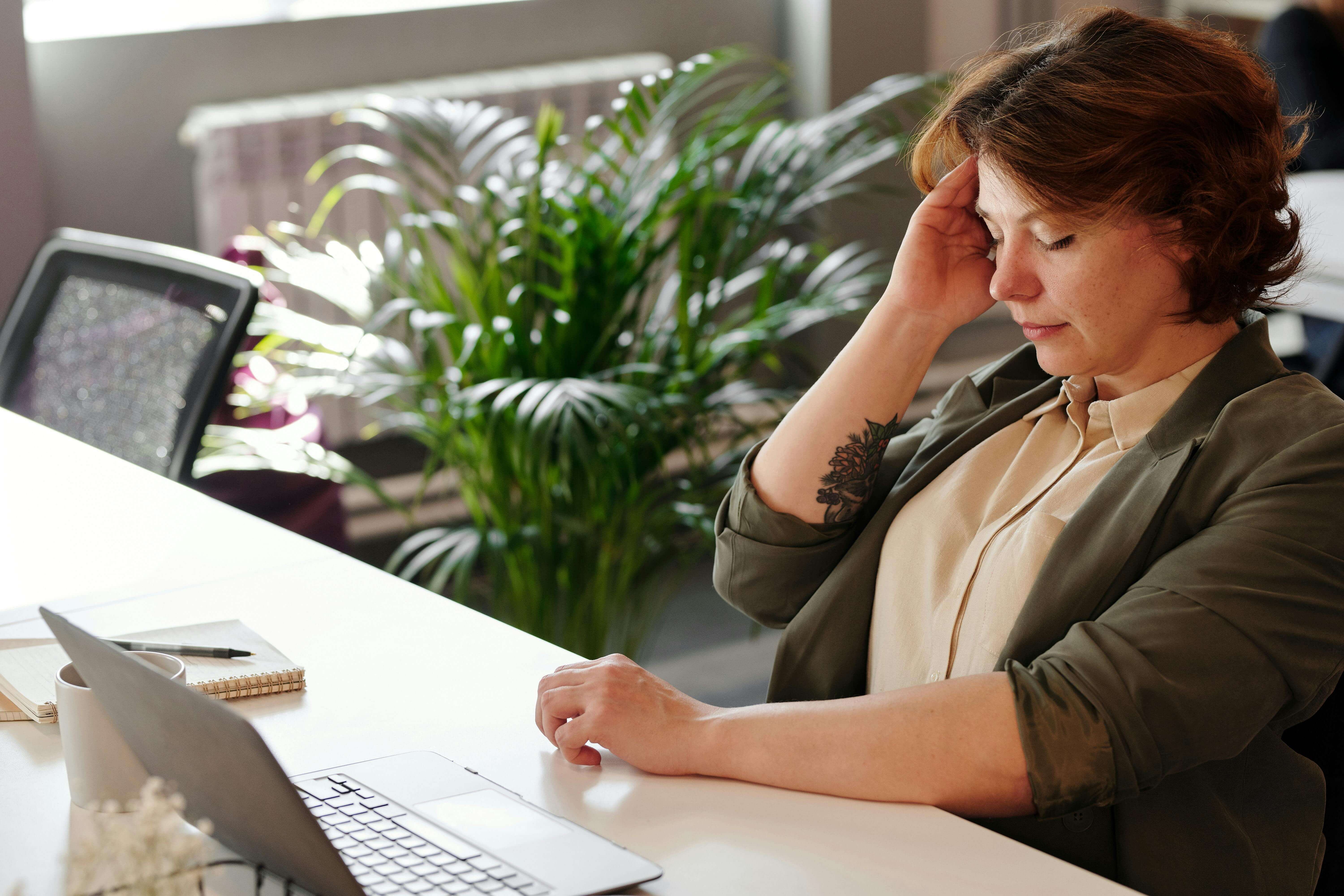 stressed woman at work