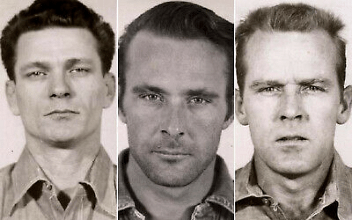 Mugshots of Frank Morris, John Anglin, and Clarence Anglin, the masterminds behind the Alcatraz escape.