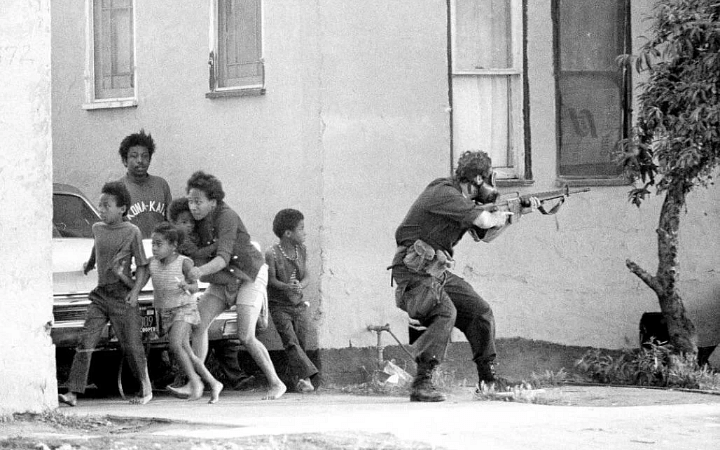 The SLA shootout in Los Angeles, broadcast live on national television.