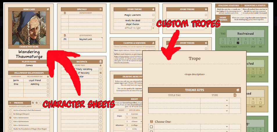 Legend in the Mist Google Sheets Character Sheet